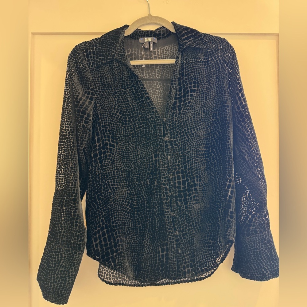 PAIGE Black Crocodile Print Women's Top